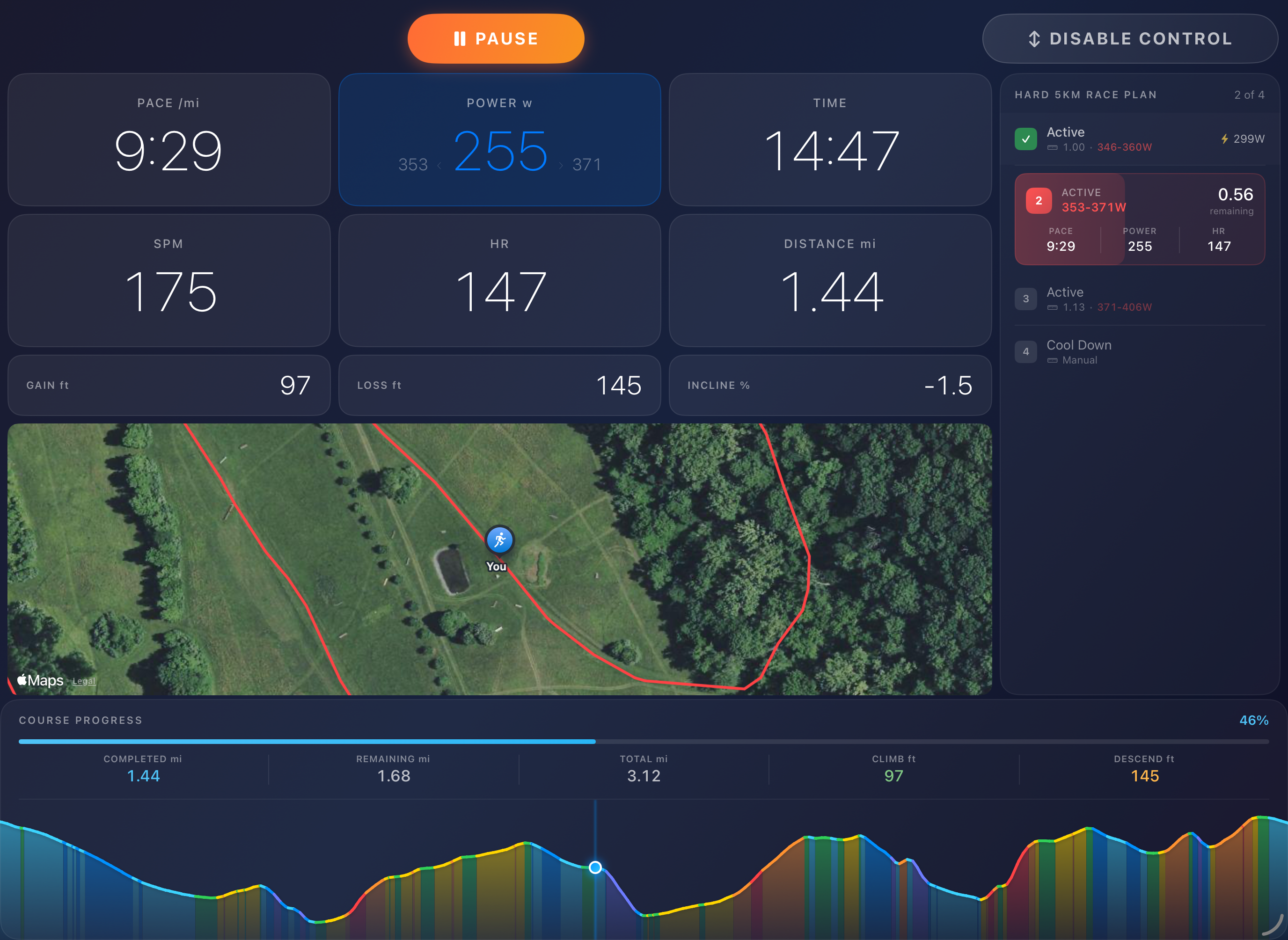PowerTread structured workout execution while running